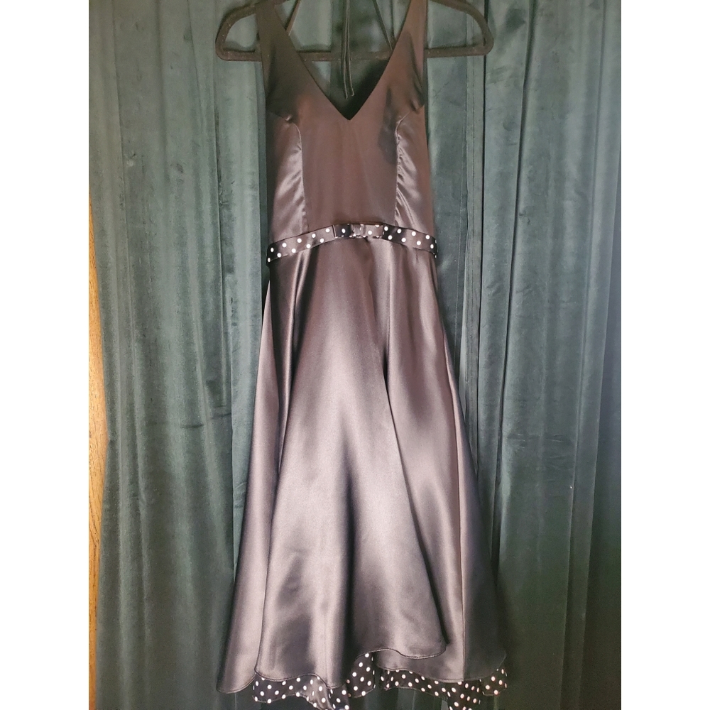 Morgan and Co. Halter Black Midi Length Dress Polkadots *never worn*
